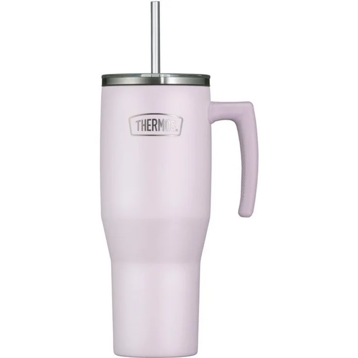THERMOS Thermobecher REFRESHING SERIES ISOLIERTRINKBECHER mit Strohhalm, 1-tlg, Edelstahl, Kunststoff, Silikon, Titan, 1,10l, 6h heiß & 6h kalt, mit Griff – Bild 4