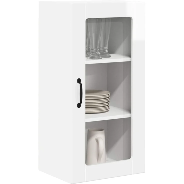 vidaXL Wandglas-Schrank PORTO Hochglanz-Weiß 40 x 31 x 80 cm 885343 – Bild 3