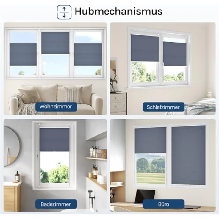 WOLTU Wabenplissee ohne Bohren Verdunklung Thermo Doppelplissee Klemmfix Zweifarbig 70x130 cm Blau-Weiß, Plissee Faltrollo Sonnen-, Sicht- & Schallschutz, Jalousie Plisseerollo für Fenster & Tür – Bild 9