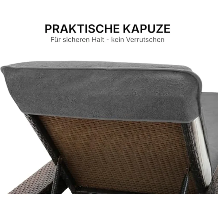 Brandsseller Schonbezug für Gartenliege, Strandliegenauflage, Frottee Schonbezug, 100% Baumwolle (ca. 75x200 cm, Anthrazit) – Bild 4