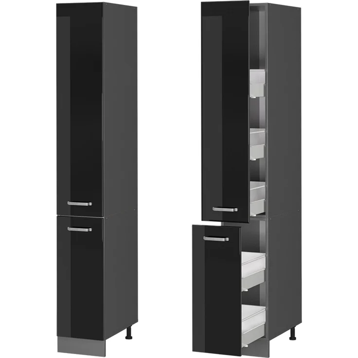 Apothekerschrank R-Line Schwarz Hochglanz 30 cm Vicco – Bild 5