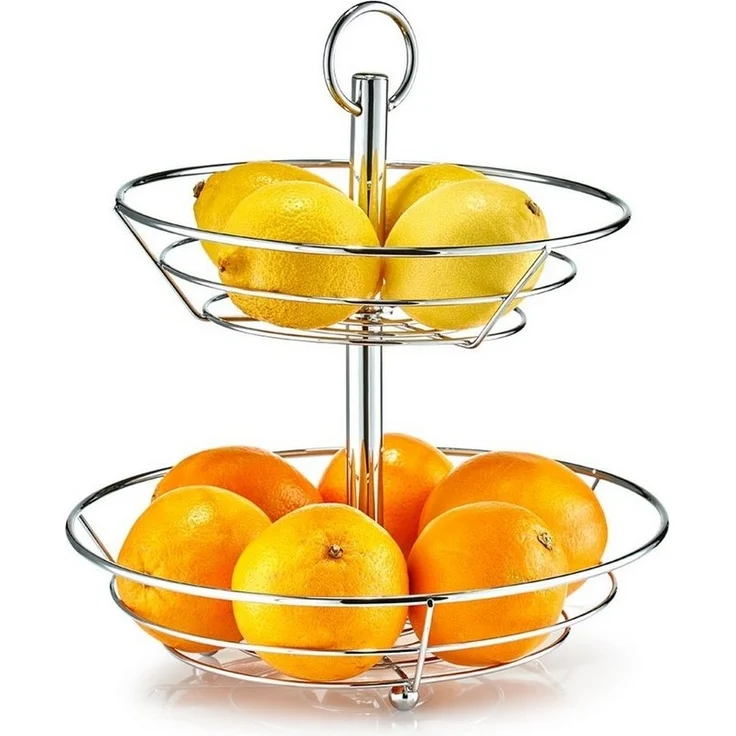 ZELLER Obst-Etagere 27302 Metall, verchromt, ca. Ø 26 x 29 cm – Bild 2