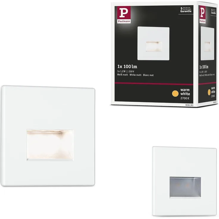 Paulmann 93093 Wandeinbauleuchte LED Edge 80x5 mm Weiß 2700K