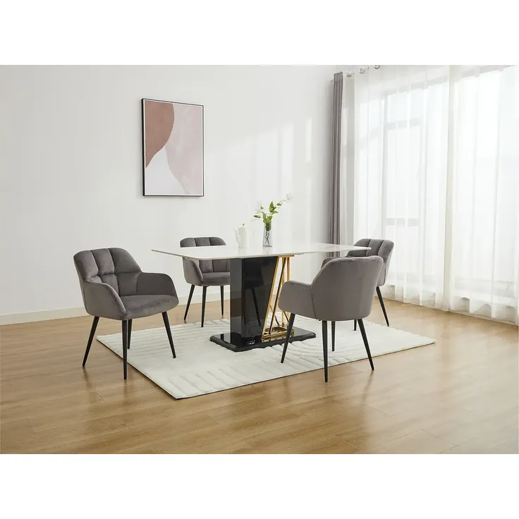 Stuhl 2er-Set PEGA - Samt & Metall - Grau