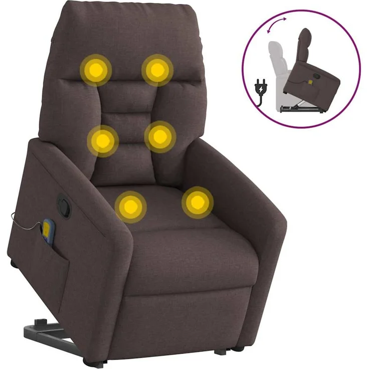 vidaXL Massagesessel mit Aufstehhilfe Dunkelbraun Stoff 3303047 – Bild 1