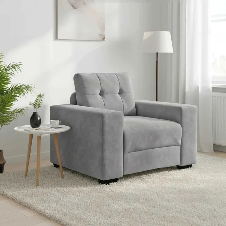 vidaXL Sessel Hellgrau 100x78x80 cm Samt 4105098 – Bild 1