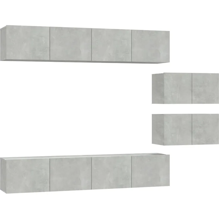 6-tlg. TV-Schrank-Set Betongrau Holzwerkstoff [3114601]