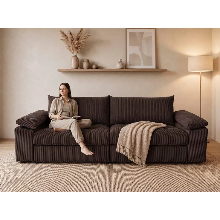 OTTO home Big-Sofa Soft&Cosy Pik XXL, B: 303 cm, Mega Sofa in Cord, Lounge-Komfort mit edler Sitzsteppung, Federkern