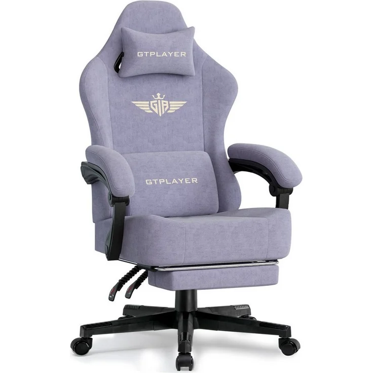 GTPLAYER Gaming-Stuhl Atmungsaktiver Bürostuhl, ergonomisch Hochwertiger - Stoff/Kunstleder, 160° Verstellbare Rückenlehne und ausziehbare Fußstütze – Bild 1