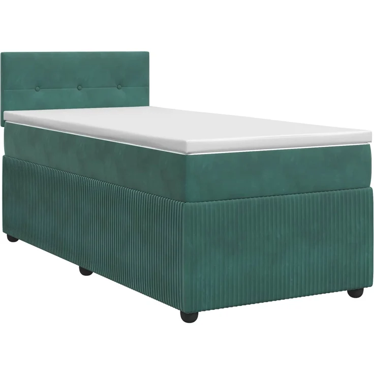 vidaXL Boxspringbett mit Matratze Dunkelgrün 90 x 190 cm Samt 3451586 – Bild 2