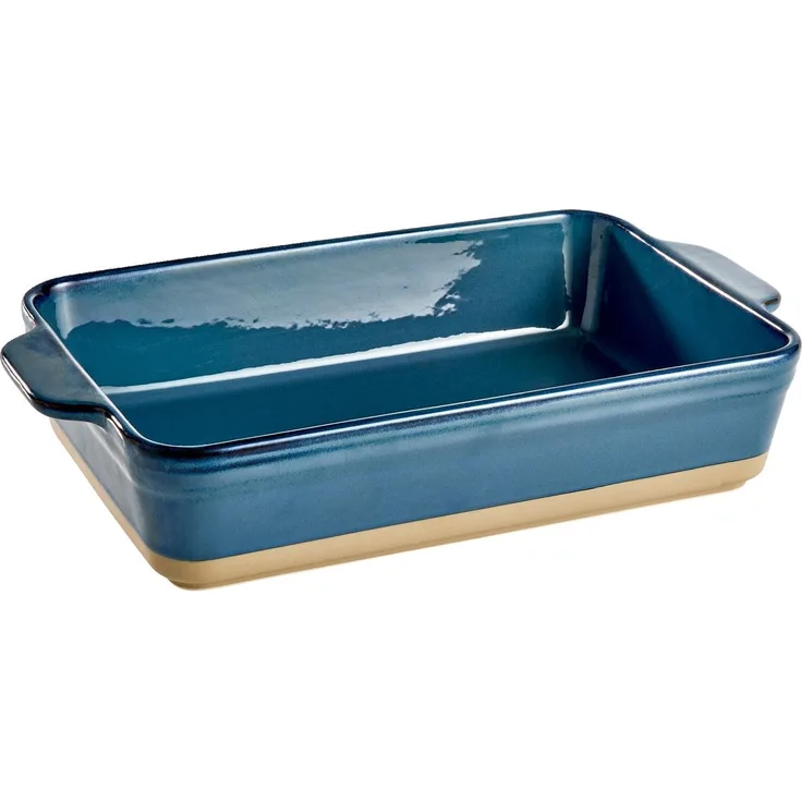 Homeware Auflaufform, Keramik blau, 19.5 x 7 x 29 cm, backofengeeignet bis 180 °C