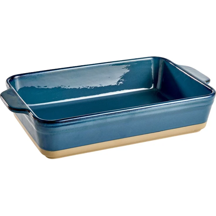 Homeware Auflaufform, Keramik blau, 19.5 x 7 x 29 cm, backofengeeignet bis 180 °C