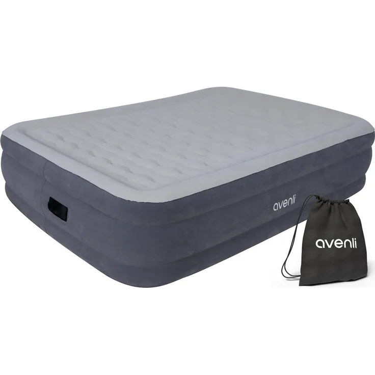 Avenli Luftbett Luftmatratze selbstaufblasend 2 Personen 203x152x46cm hoch, (Gästebett aufblasbar aufblasbare Matratze mit integrierter Elektropumpe, 1-tlg, mit Pumpe und Tragetasche), Aufblasbares Reise Bett inklusive Pumpe und Tragetasche