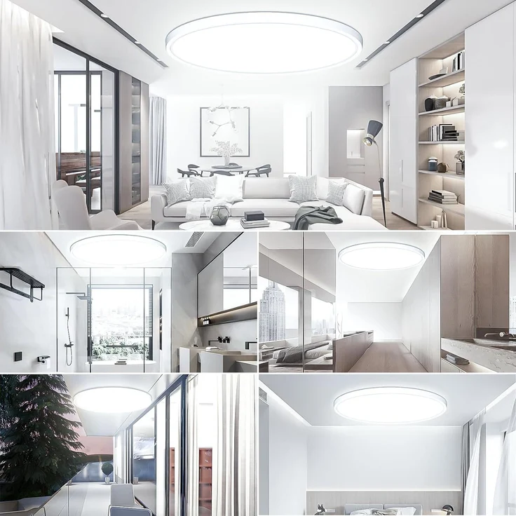 50CM Deckenlampe Led Deckenleuchte Flach - 48W 6500K 4800LM Kaltweiß Rund Küchenlampe Badlampe Led Deckenlampe Wohnzimmer Lampe Decke für Küche Schlafzimmer Badezimmer Kinderzimmer Modern Utra Dünn – Bild 7