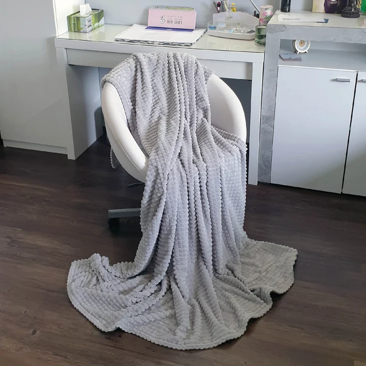 Kuscheldecke Jacquard Flanell Hellgrau 130x170 cm – Bild 7