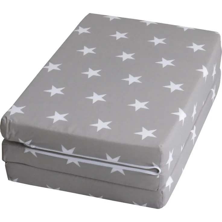 roba Reisebettmatratze 'Little Stars' 60 x 120 cm mit Tragetasche - faltbares Reisebett - Grau