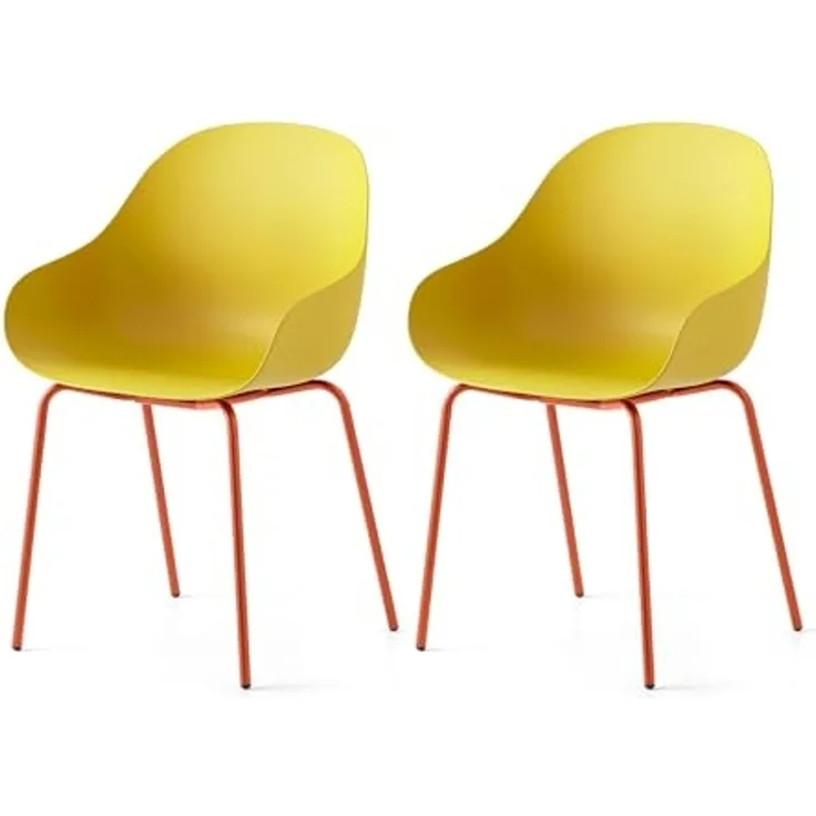 Connubia, 2 Stühle Academy Metallgestell ZAFFERANO matt Sitz aus recyceltem Polypropylen 100% Lemon matt