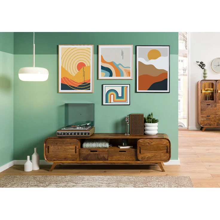 TV-Board Sheesham 173 x 40 x 48 hellbraun lackiert MAILAND #126 – Bild 9