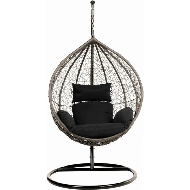 HOME DELUXE Hängesessel CIELO (Inklusive Gestell, Sitz-, Seiten- und Rückenkissen), 123 x 200 cm, Polyrattan, Rattansessel, Outdoor Schwebeliege – Bild 4