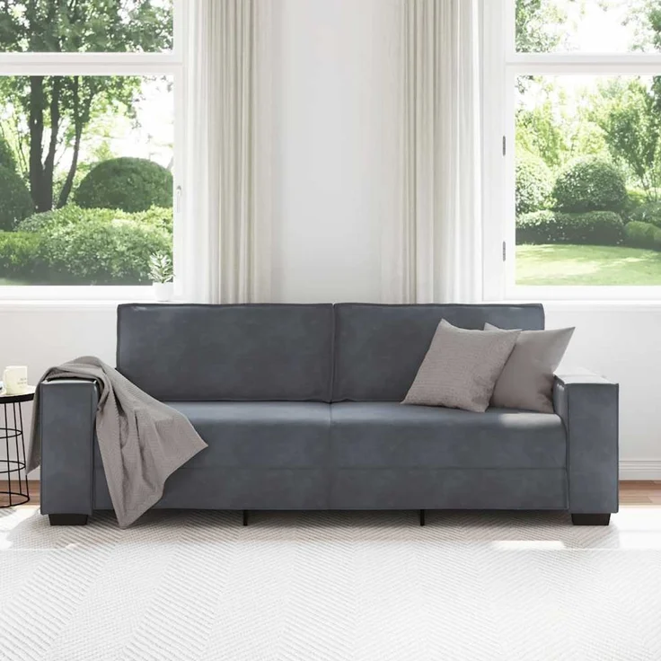 vidaXL 3-Sitzer-Sofa Dunkelgrau 220x78x84 cm Samt 4105031 – Bild 2