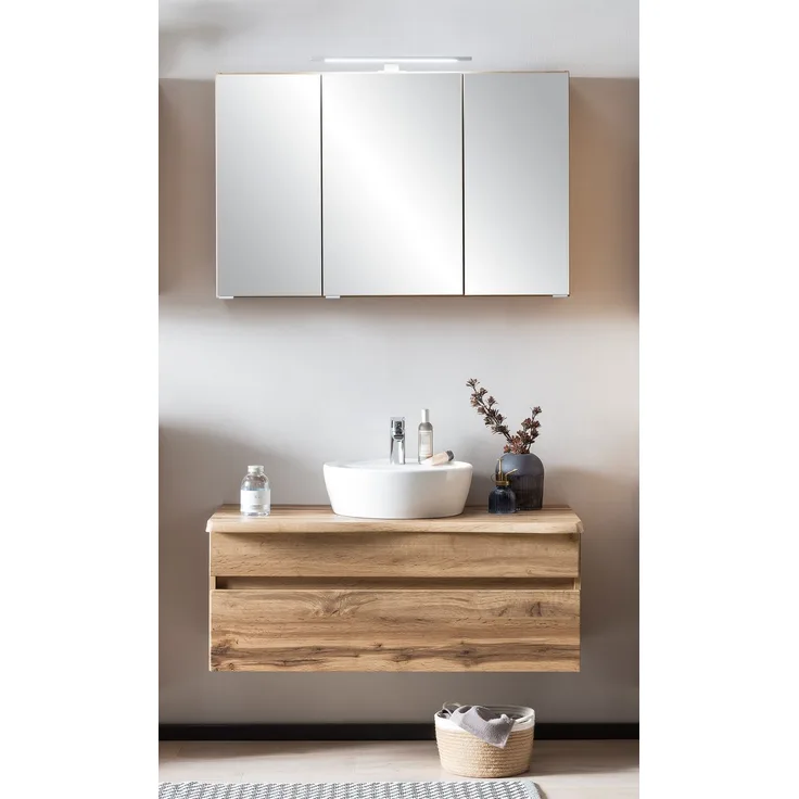 Waschtisch-Set >Villach< (B/H/T: 100x200x47 cm) in wotaneiche aus MDF