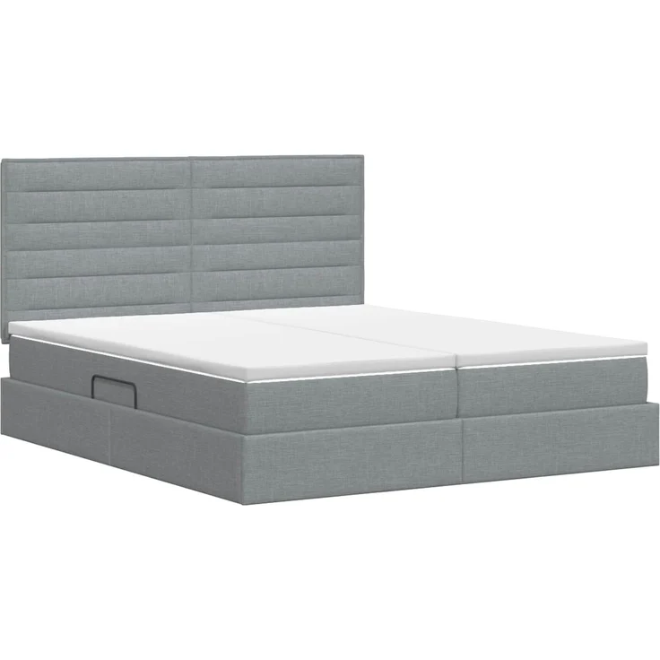 vidaXL Aufbewahrungsbett mit Kopfteil Hellgrau 180 x 200 cm Stoff 3459777 – Bild 8