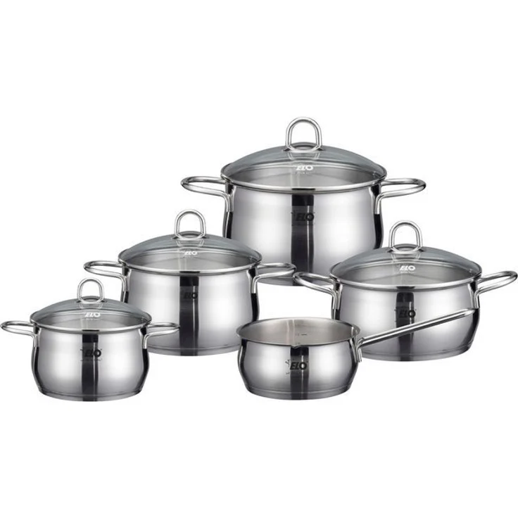 Elo Topf-Set Platin, Edelstahl 18/10 (Set, 9-tlg, 1 Bratentopf 20 cm, je 1 Fleischtopf 16/20/24 cm, 1 Kasserolle 16 cm), Induktion – Bild 4