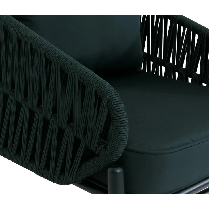 Aluminium-Gartenstuhl HWC-P90, Loungestuhl Sessel Outdoor, Seilgeflecht Rope Stoff/Textil (180g/m²) ~ grün – Bild 6