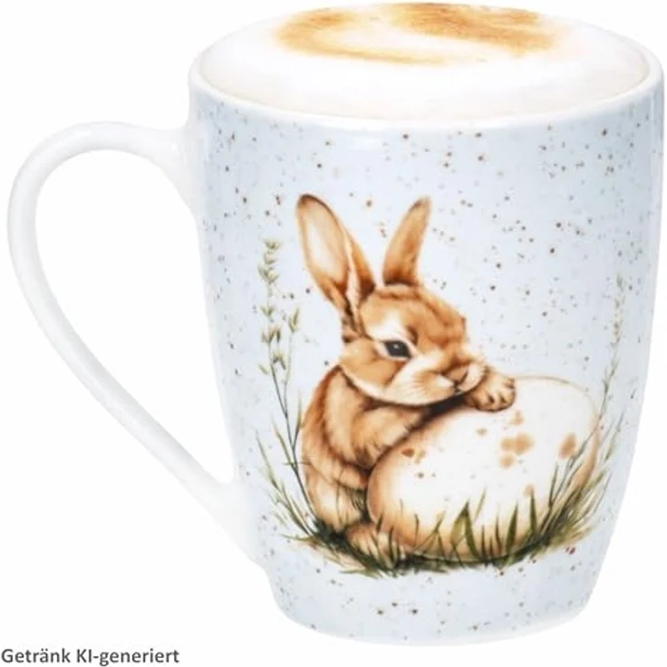 Ritzenhoff & Breker Becher Ritzenhoff Kaffeebecher Bunny blau 300 ml Porzellan Hase Ostergeschirr, Porzellan – Bild 2