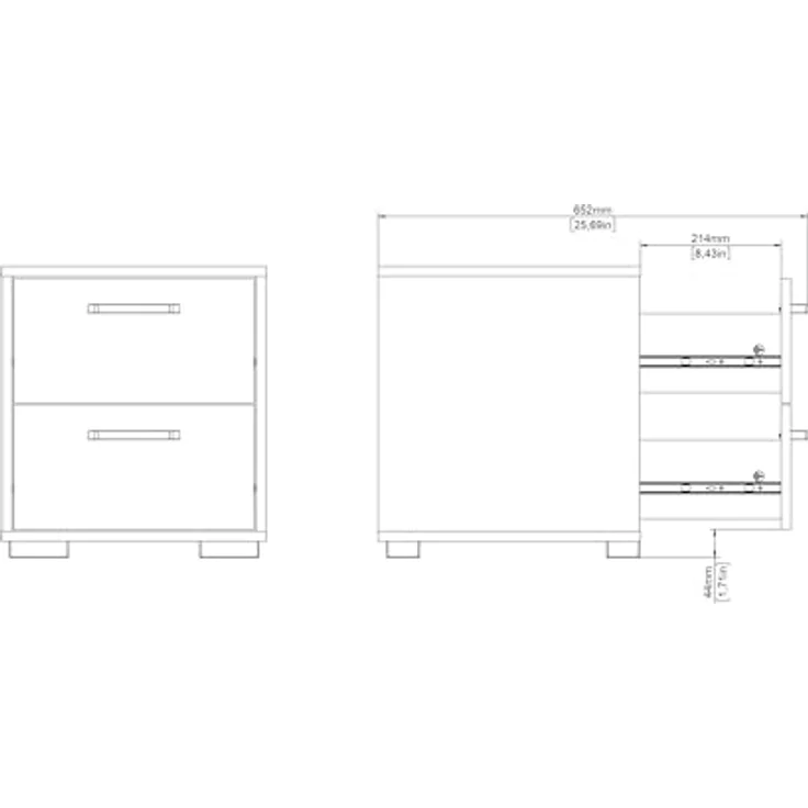 Tvilum Sofia Nachttisch mit 2 Schubladen in Weiß, 40 cm B x 39,6 cm T x 44,2 cm H – Bild 8
