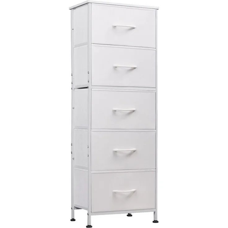 WLIVE Kommode Kommodenschrank, Sideboard mit 4/5 Schubladen, 40/120×30×98 cm, Metallrahmen, verstellbare Füße für Schlafzimmer/Flur