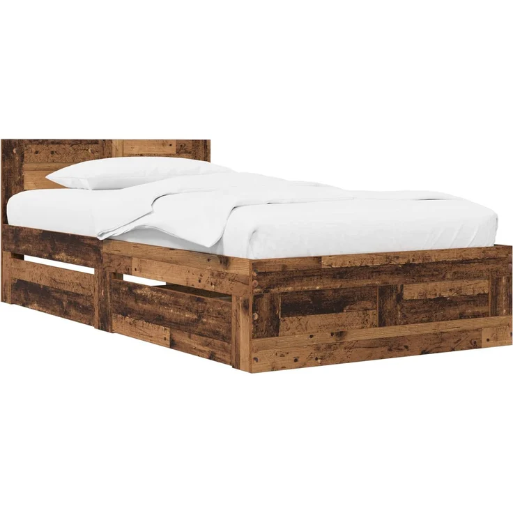 vidaXL Bettrahmen mit Schubladen 2 stk. Altholz Holzwerkstoff 3429680 – Bild 2