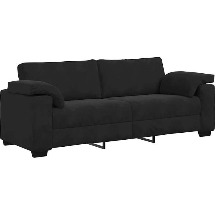 vidaXL 3-Sitzer-Sofa Schwarz 220x77x82 cm Samt 4105282 – Bild 1