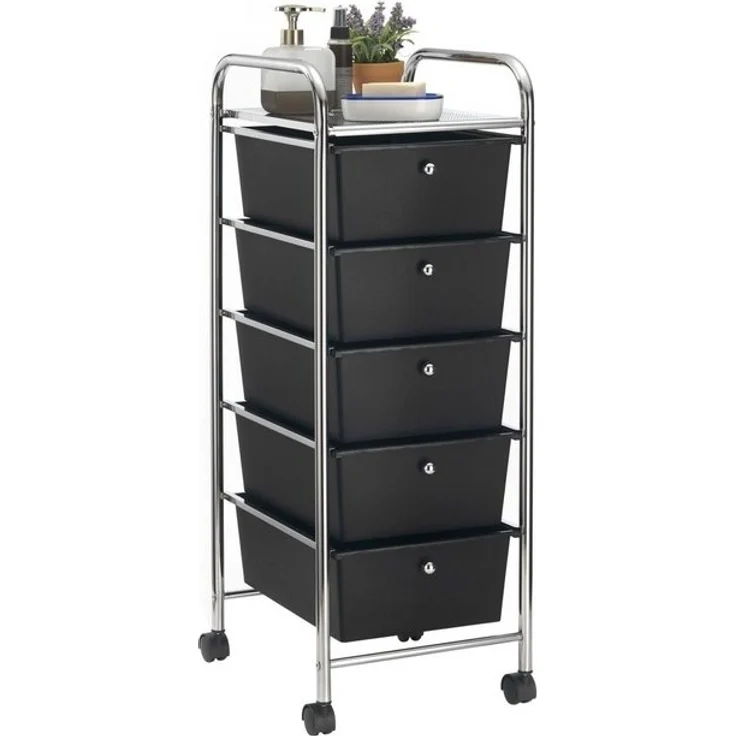 IDIMEX Beistellwagen GINA, Rollcontainer Friseurwagen Metall Kosmetik Badregal 5 Schubladen schwa – Bild 4