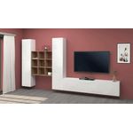 Dmora - Ausgestattete Wand Denis, 3-türiges TV-Ständer-Wohnzimmerset, Mehrzweck-Wohnzimmermöbel, 100% Made in Italy, 270 x 30 x 180 cm, glänzendes Weiß und Ahorn,