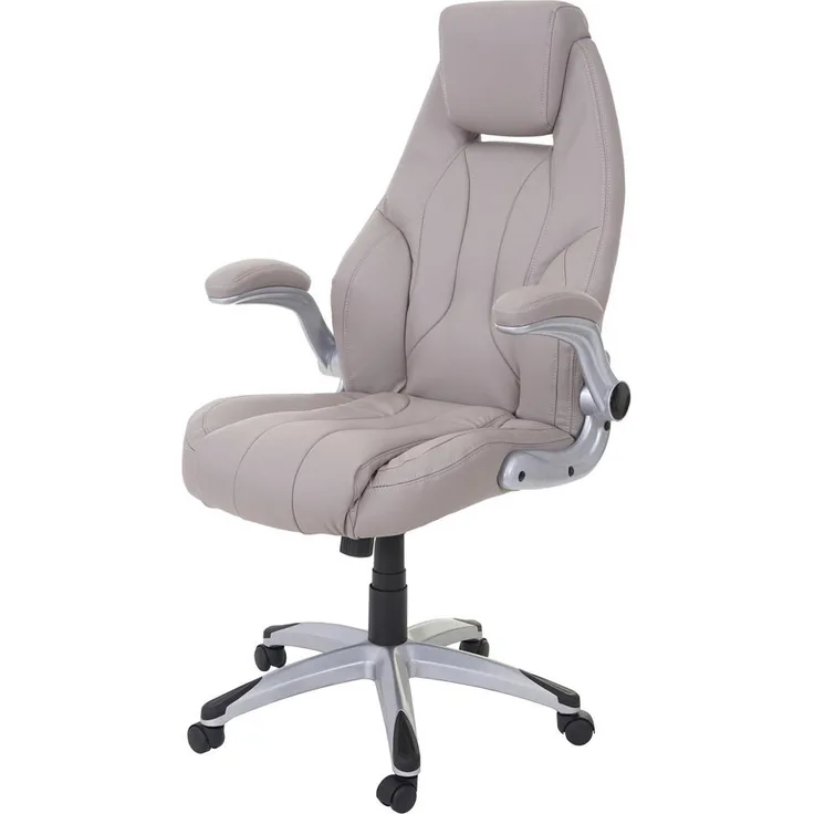 MCW Bürostuhl Grau, Drehstuhl mit ergonomischer Form, 120 kg Belastbarkeit, höhenverstellbar, dick gepolsterte Armlehnen, 68x128x80 cm