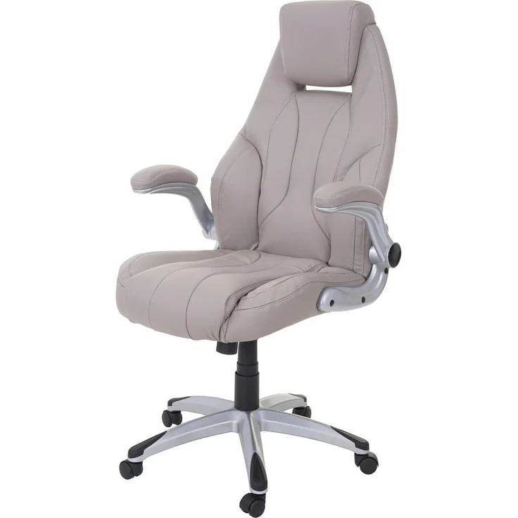MCW Bürostuhl Grau, Drehstuhl mit ergonomischer Form, 120 kg Belastbarkeit, höhenverstellbar, dick gepolsterte Armlehnen, 68x128x80 cm