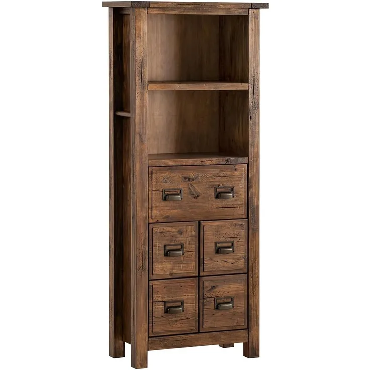 Bad-Hochschrank Cancun aus Massivholz Pinie 70x170x35cm lackiert mit Stauraum und Handtuchhalter – ideal für Badezimmer und Gäste-WC