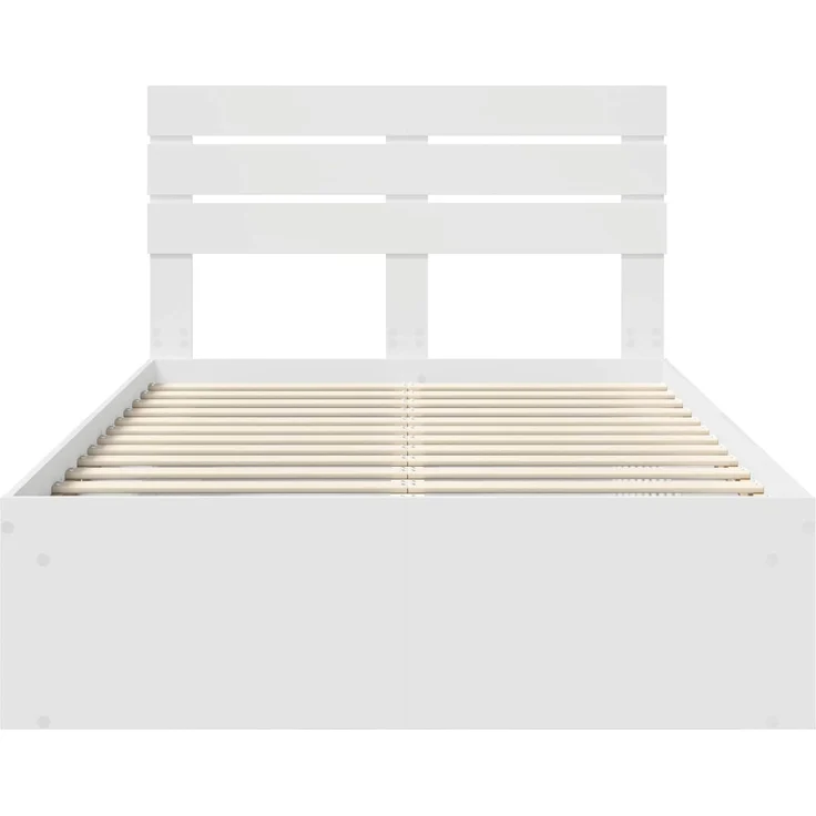 vidaXL Bettrahmen mit Kopfteil Weiß 120 x 200 cm Massives Kiefernholz 3411431 – Bild 6