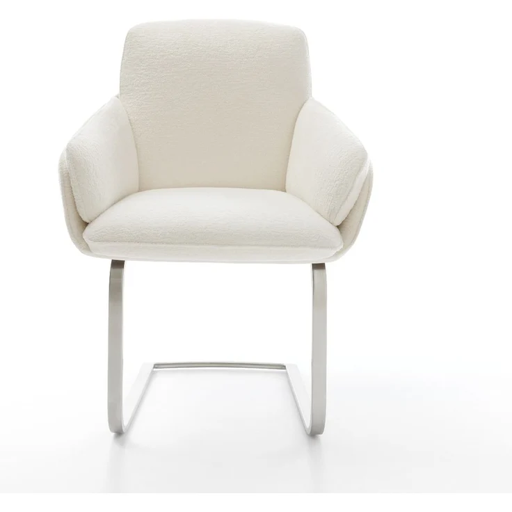 Freischwinger Luan-Flex mit Armlehnen Bouclé Soft Beige Freischwinger flach Edelstahl – Bild 2