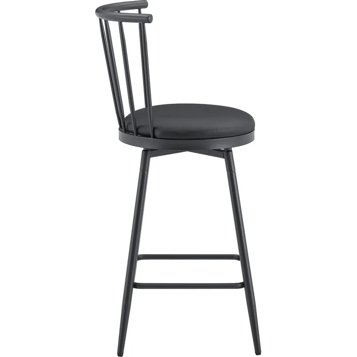 Moderner Metall-Barhocker im Windsor-Stil mit gepolstertem Sitz für Kücheninseln, Bars, Restaurants; Barhocker im Industrial-Stil in Barhöhe; Vintage- und Minimalismus-Stil--Schwarz--96x39x39cm--YOUDENOVA – Bild 9