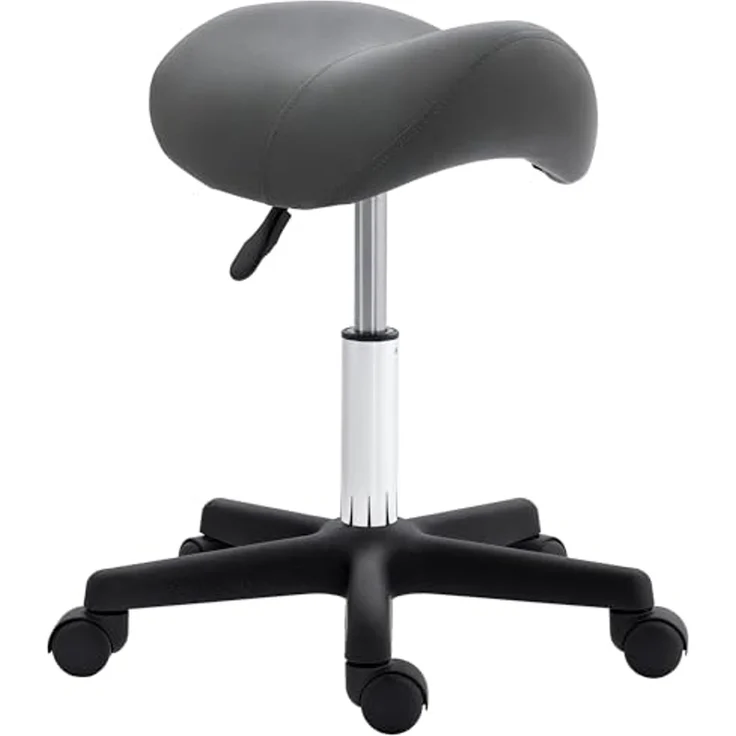 HOMCOM Rollsitz 360° drehbar (Salonhocker, 1 St, Drehhocker), höhenverstellbar, Grau – Bild 1