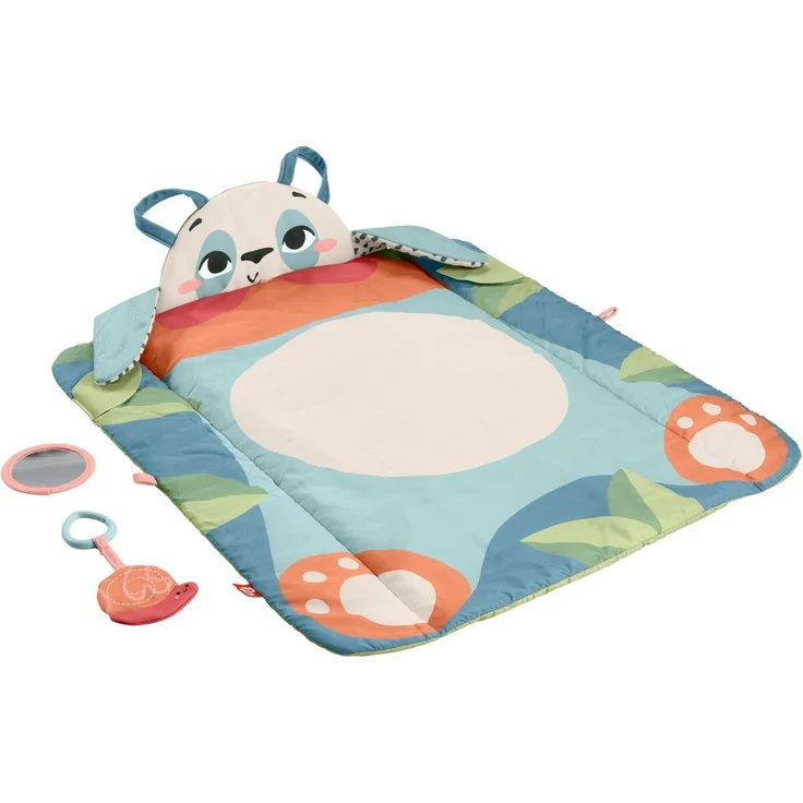 FISHER-PRICE Rolli-Roll Panda Spielmatte - Große 3-in-1 Spielmatte zum Mitnehmen, kontrastreiches Muster, Knisterspielzeug und Spiegel, 90 % recylcled, FSC-zertifizierten Verpackung HKD65 – Bild 4