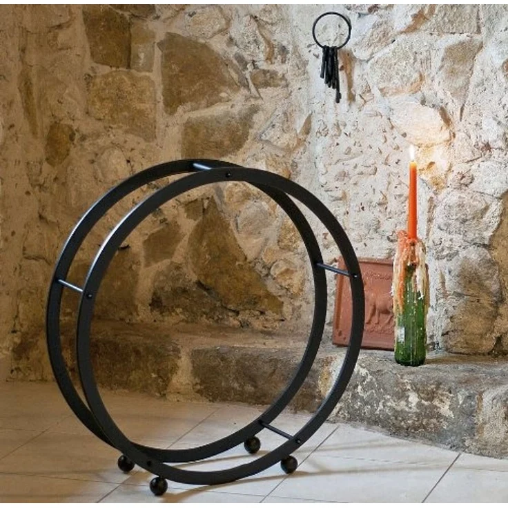 Kaminholzregal Kaminholzständer Rund D-70cm Schwarz Holzkorb Kaminholzhalter Holzregal – Bild 2