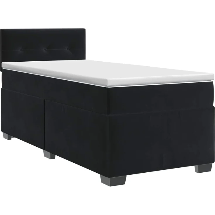 vidaXL Boxspringbett mit Matratze Schwarz 90 x 200 cm Samt 3450640 – Bild 2