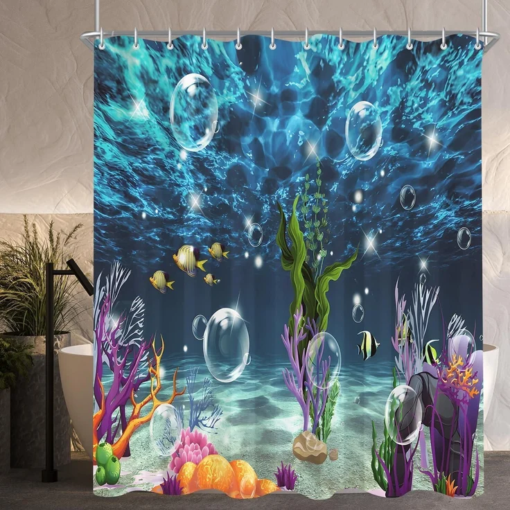 Duschvorhang 120x200cm Polyester Bunter Meeresboden 120 x 200 cm – Bild 8
