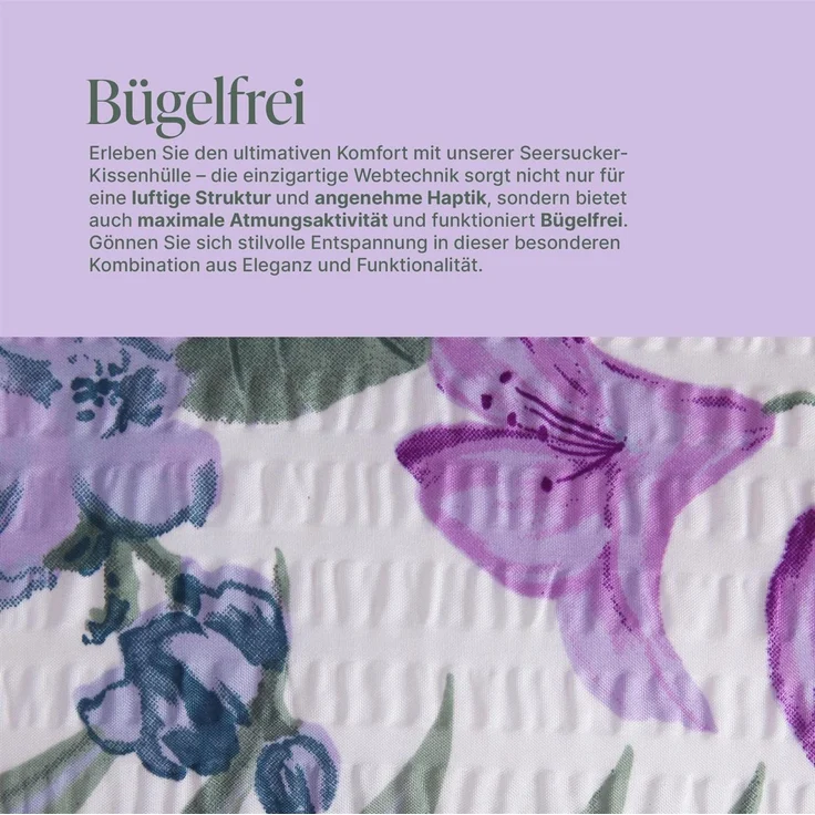 Seersucker - Kissenbezug 40x80cm - 2er Pack Blumen – Bild 1