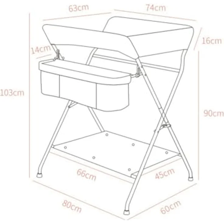 GarveeHome Wickeltisch Mobiler, Wickelstation Mit Aufbewahrungskorb, Klappbarer Wickelkommode, Wickelkommode Für Neugeborene Und Kleinkinder, Wickeltisch Für Windelwechsel, – Bild 2