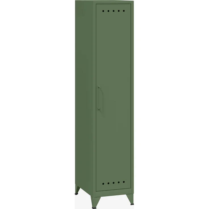 Bisley Fern Locker Garderobenschrank mit Kleiderstange und Hutfachboden, aus hochwertigem, nachhaltigem Stahl hergestellt, 16 mm große Design Lüftungslöcher auf allen Türen, moderner und industrieller Flair, mit integrierten Füßen, H 1800 x B 380 x T 5... – Bild 2