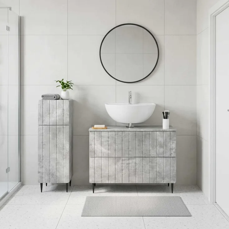 vidaXL 2-teiliges Badezimmer Schrank Set ZWOLLE Betongrau 3417678